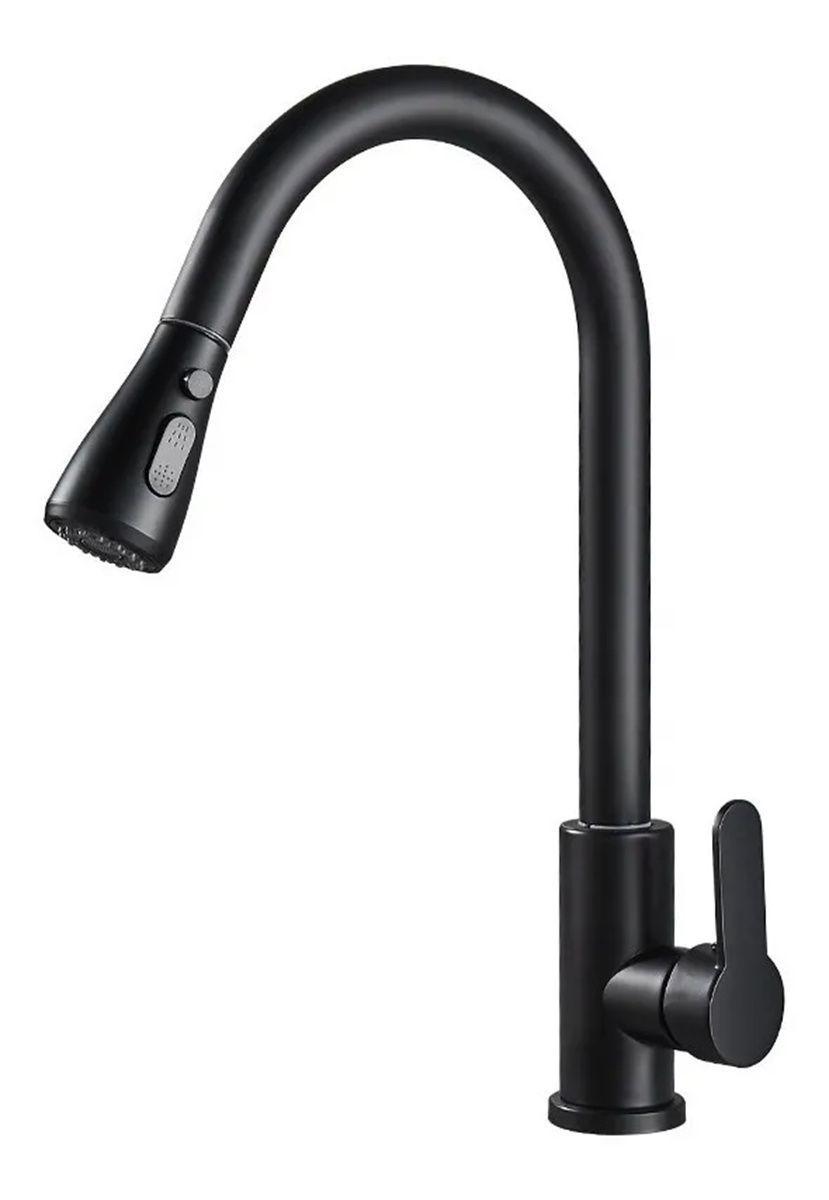 Llave Monomando Lavaplatos Profesional Extraíble Negra-0