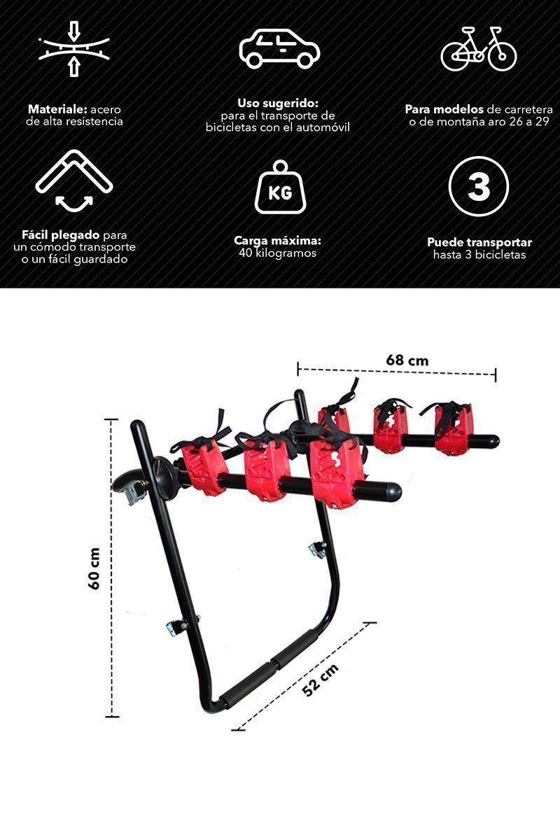 Porta Bicicletas Plegable para Autos (3 Bicis) Negro-2