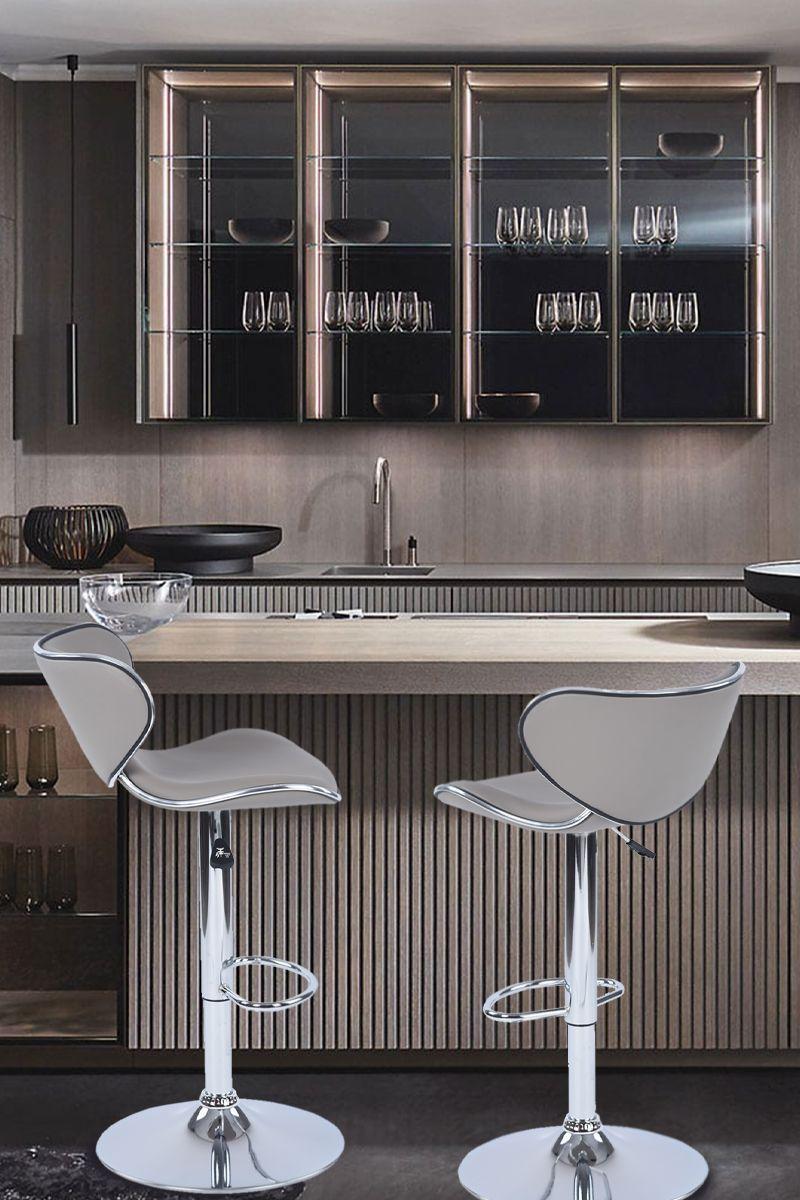 Piso de Bar Taburete Altura Regulable Gris-1