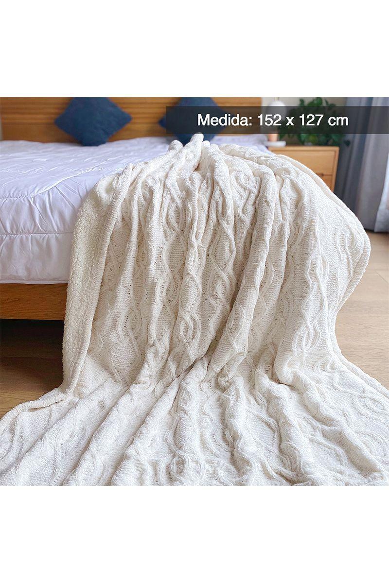 Manta Tejida Sherpa Beige-1