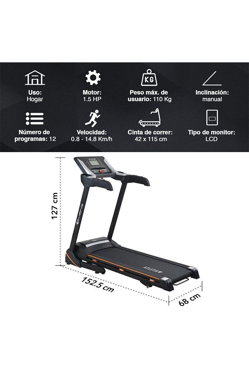 Trotadora Atletis Fit B816 MP3 USB Negro-2