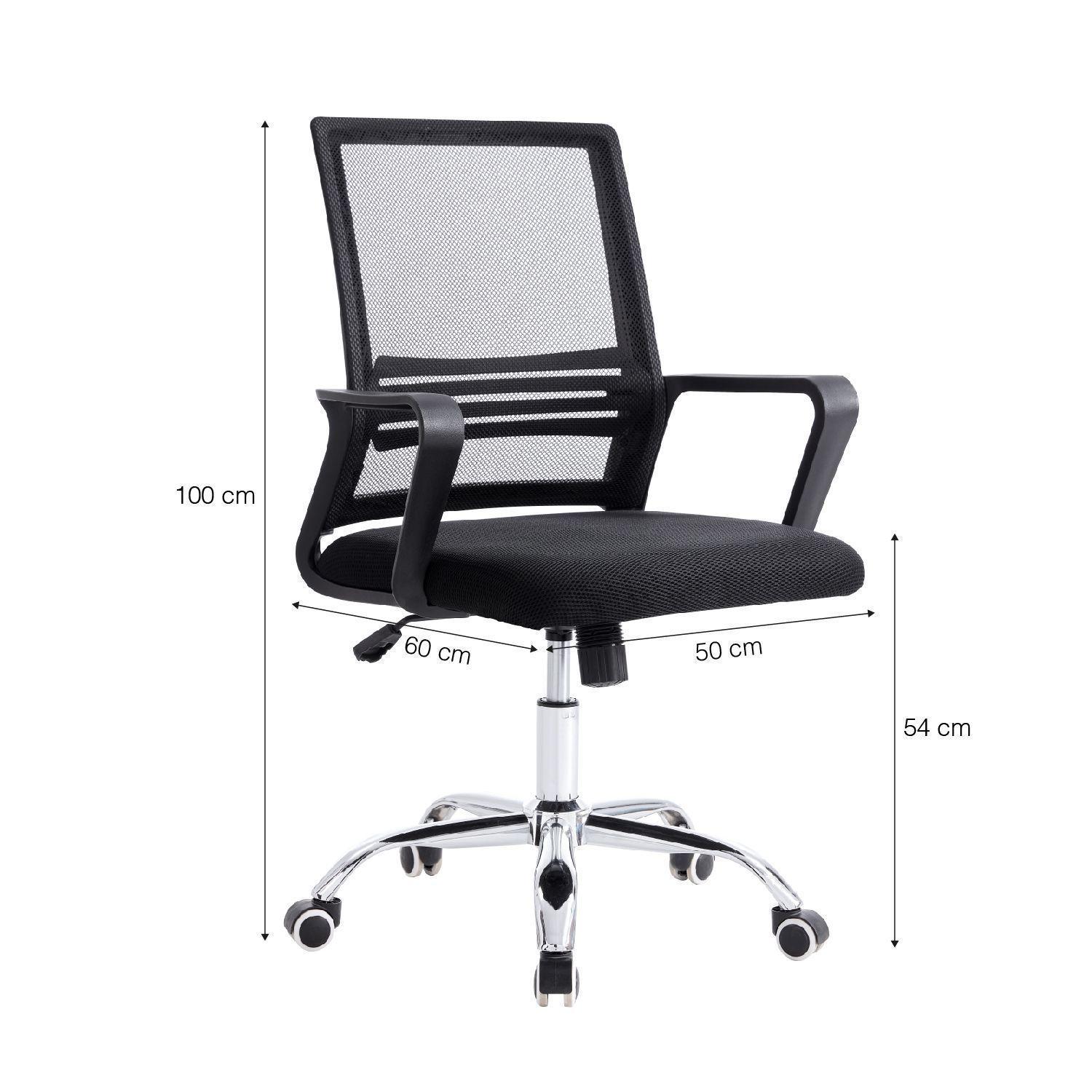 Silla de Oficina de Malla con Reposa Brazos Negro-2