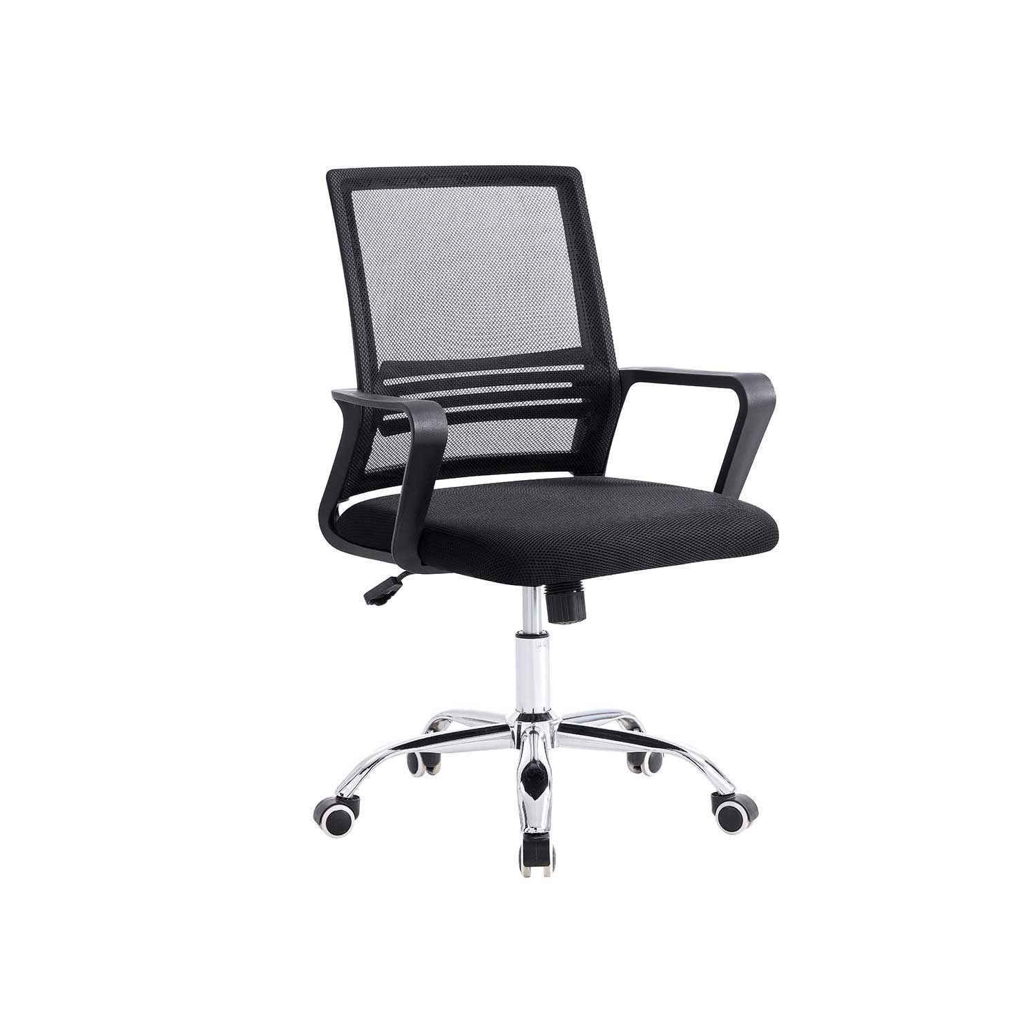 Silla de Oficina de Malla con Reposa Brazos Negro-0