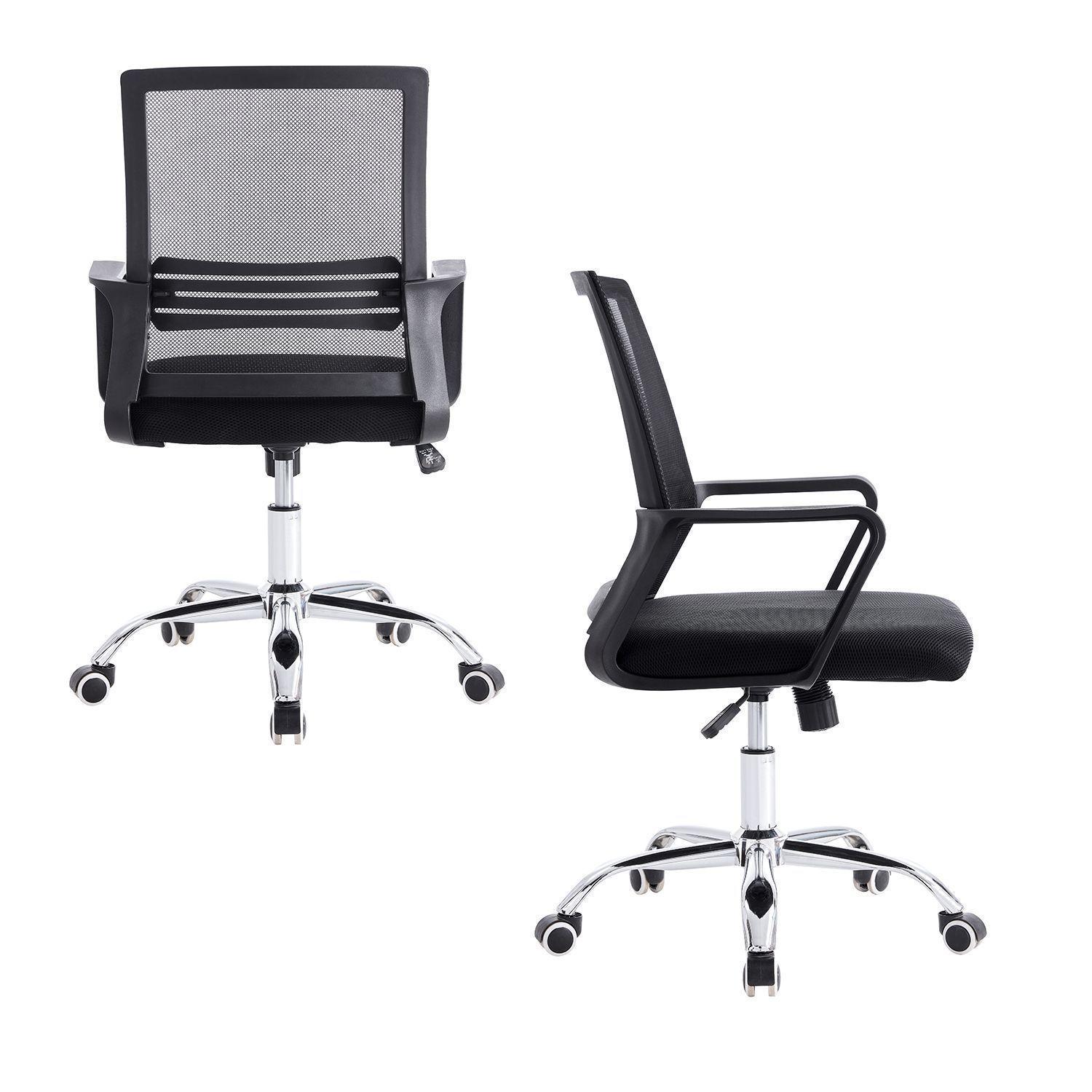 Silla de Oficina de Malla con Reposa Brazos Negro-3