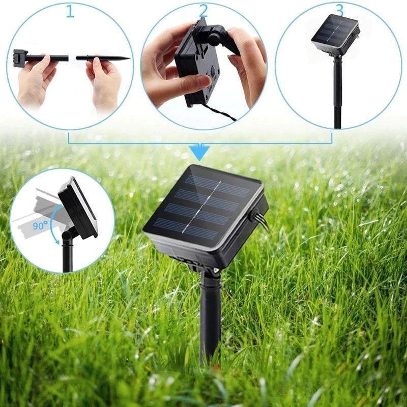Luces Solares Navidad Guirnalda 10 Mts 100 Led Colores-2