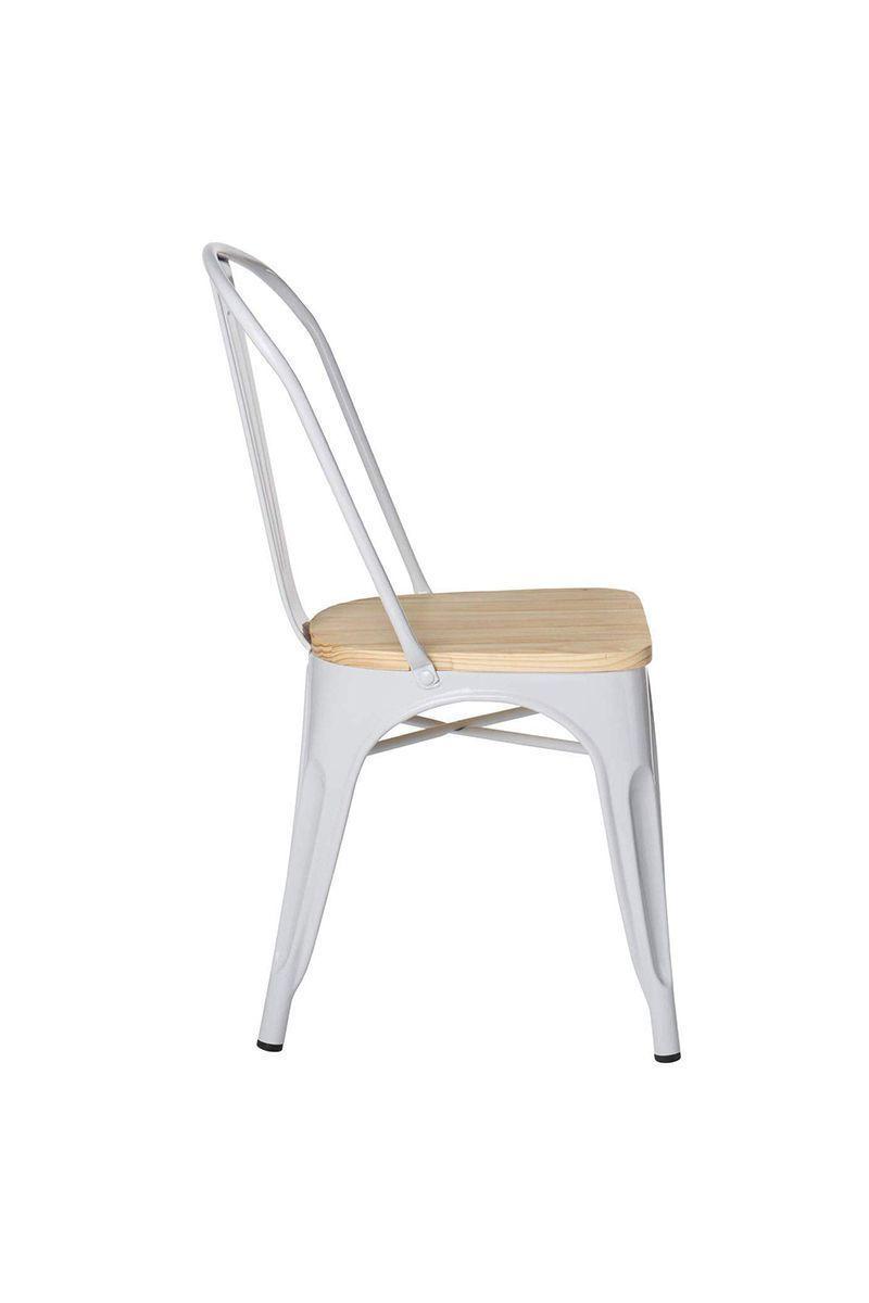Pack 5 Silla Tolix Vintage con Asiento de Madera Blanco-3
