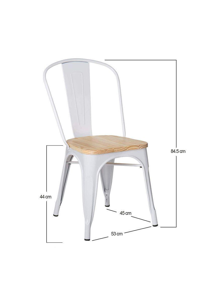 Pack 5 Silla Tolix Vintage con Asiento de Madera Blanco-2