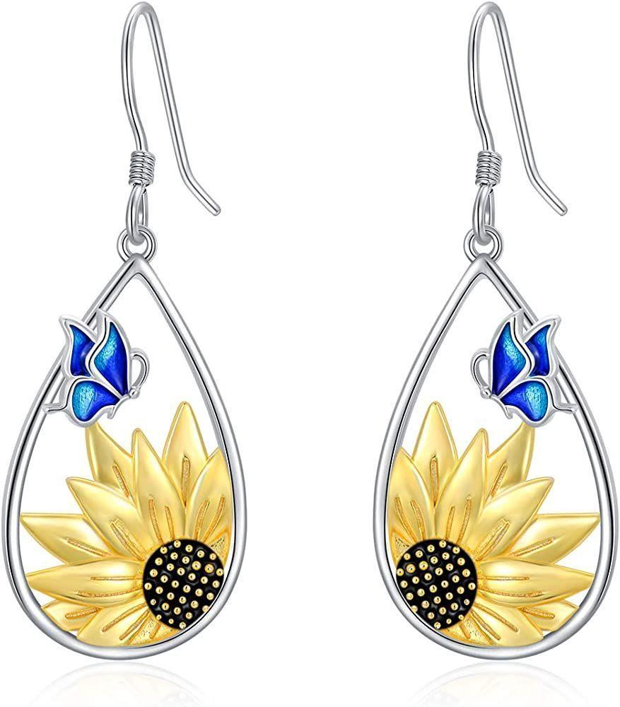 Aros Girasol Mariposa Plata 925-0