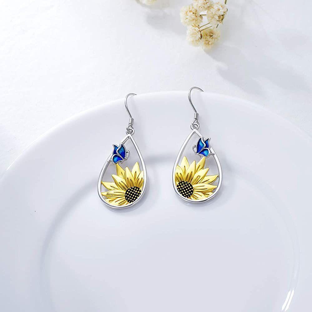 Aros Girasol Mariposa Plata 925-2