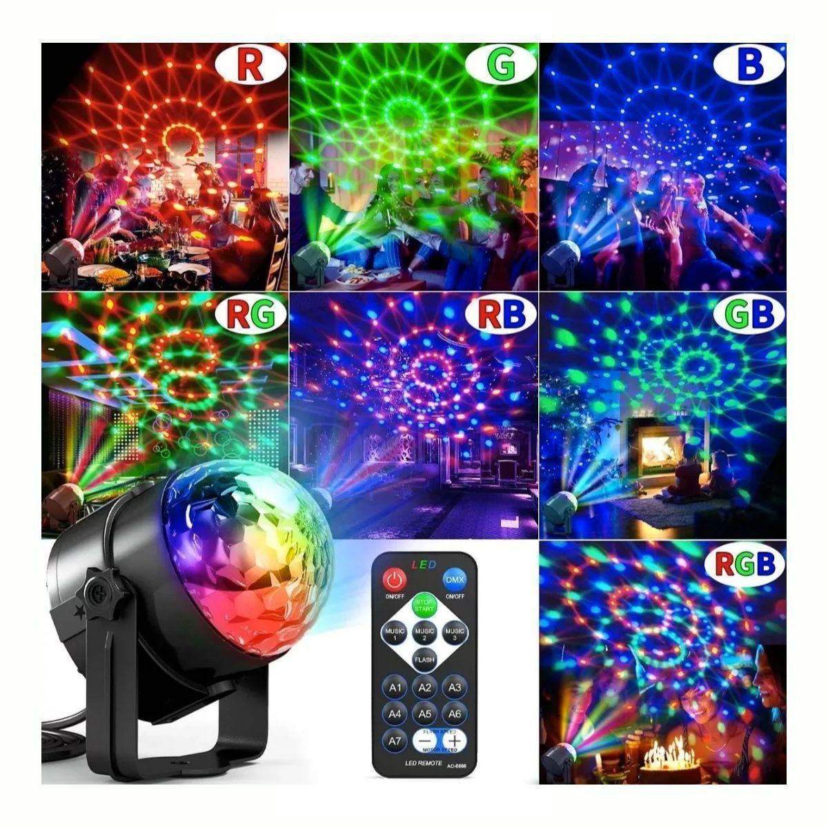 Bola De Luces Led Láser Disco Multicolor Con Contr-7