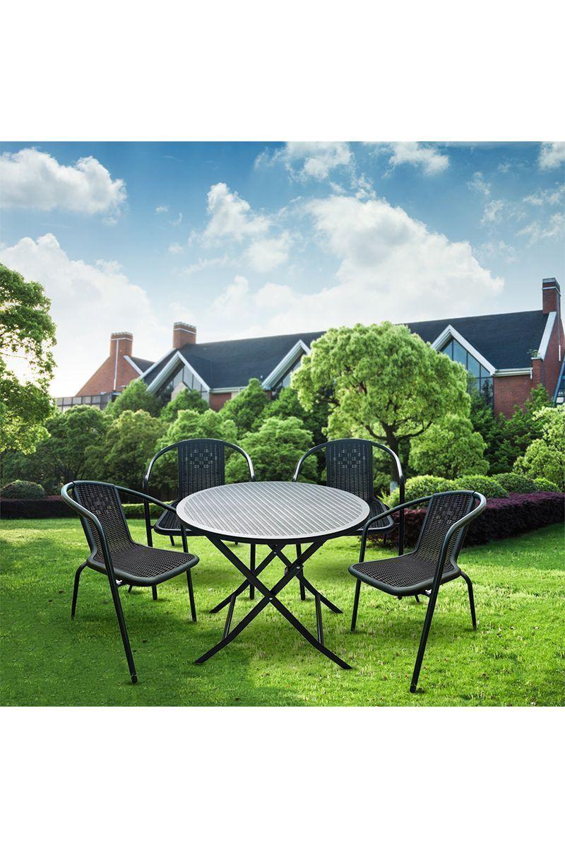 Set de terraza 5 piezas negro-1