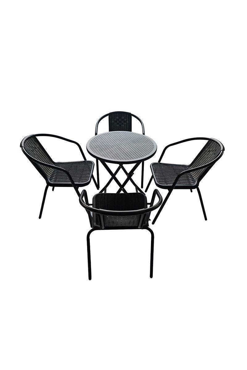 Set de terraza 5 piezas negro-0