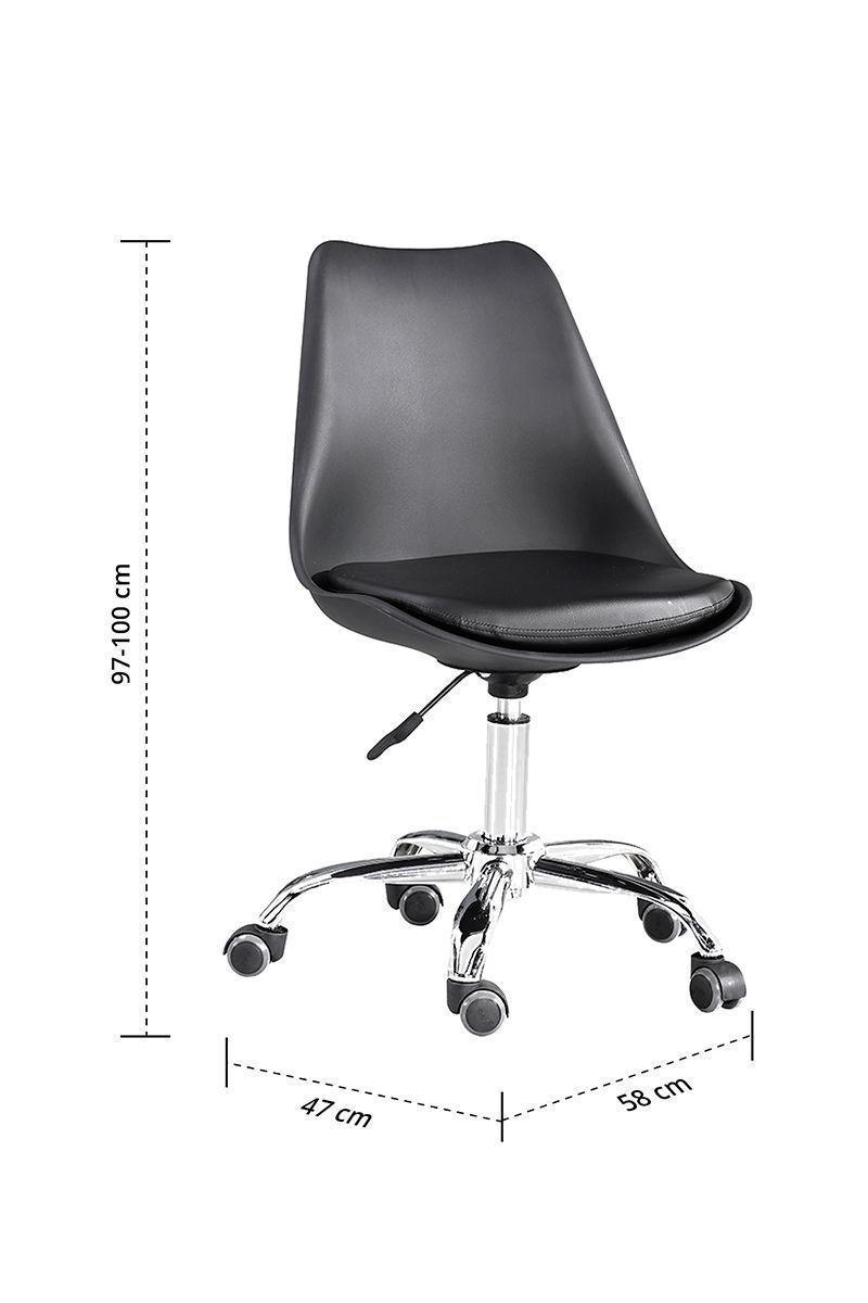 Silla de Escritorio Giratoria con Cojín Negro-2