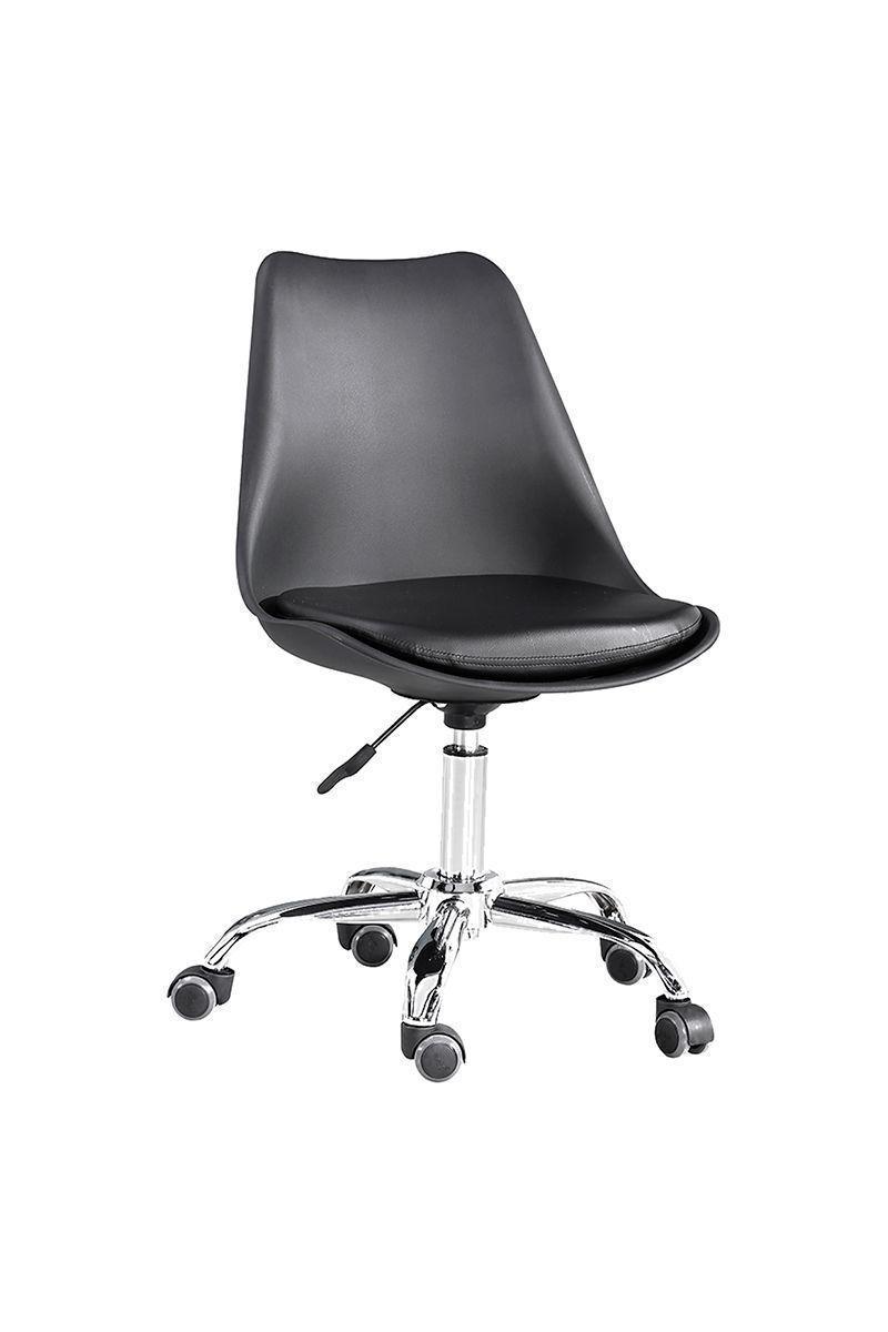 Silla de Escritorio Giratoria con Cojín Negro-0