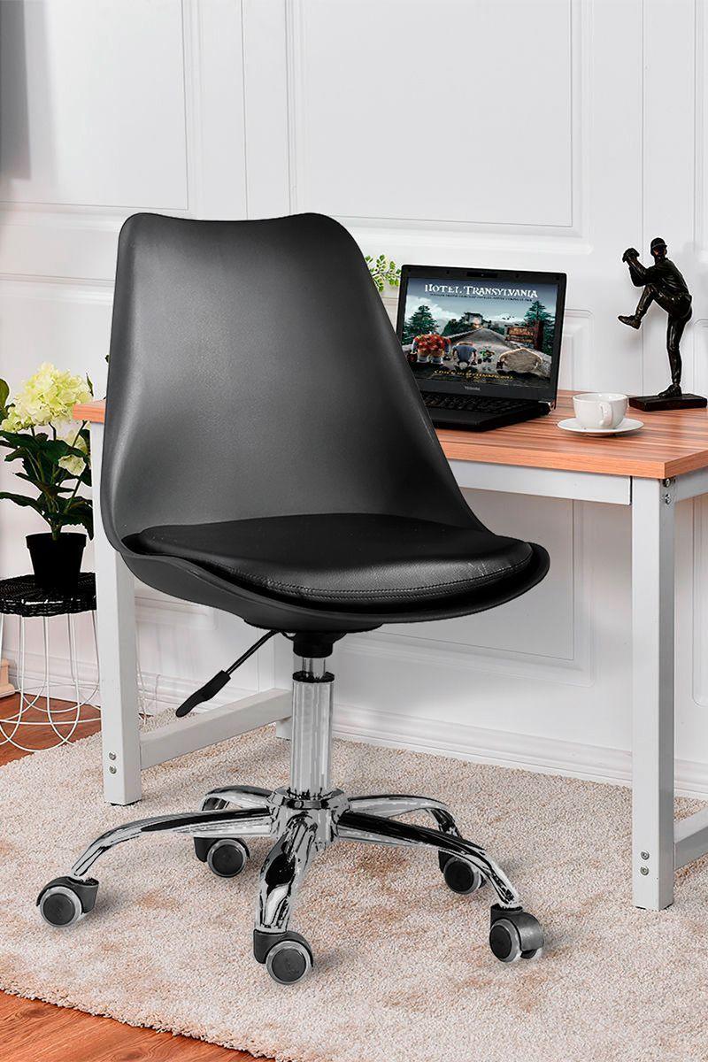 Silla de Escritorio Giratoria con Cojín Negro-1