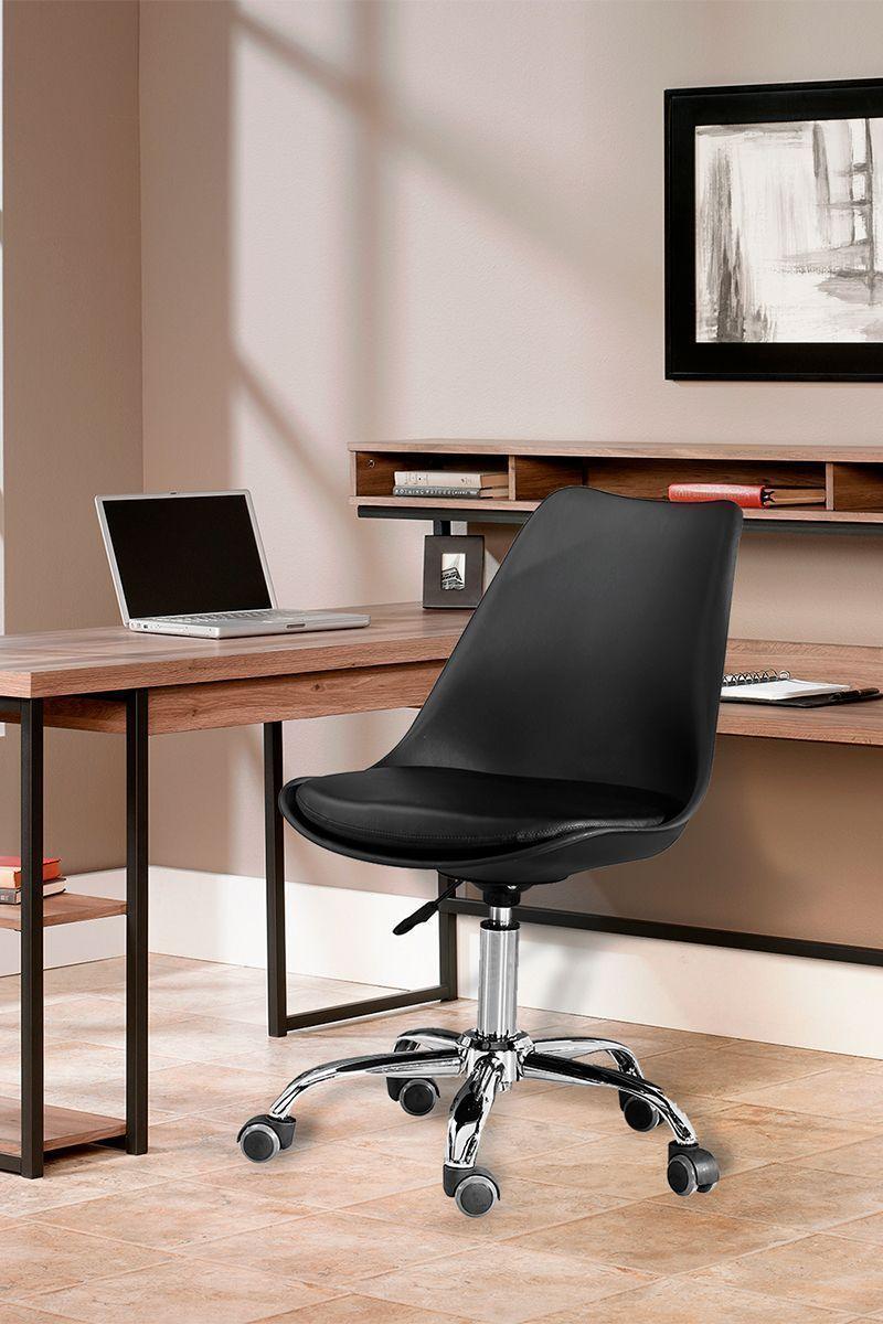 Silla de Escritorio Giratoria con Cojín Negro-5