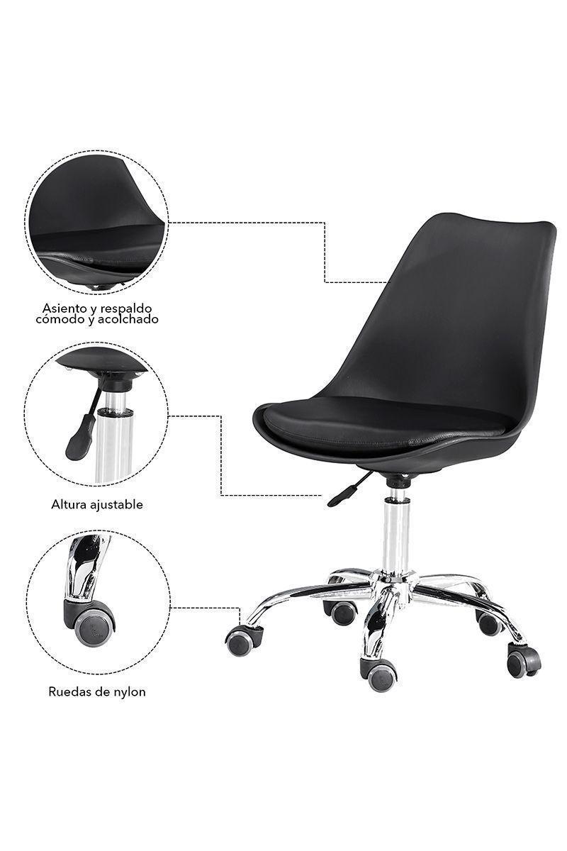 Silla de Escritorio Giratoria con Cojín Negro-4