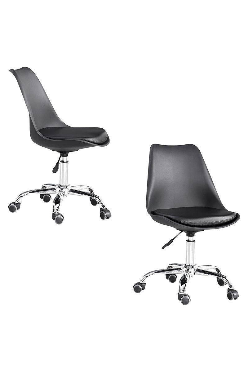 Silla de Escritorio Giratoria con Cojín Negro-3