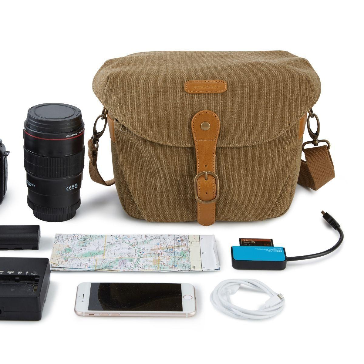 Bagsmart Bolso de hombro para cámara - Khaki-4