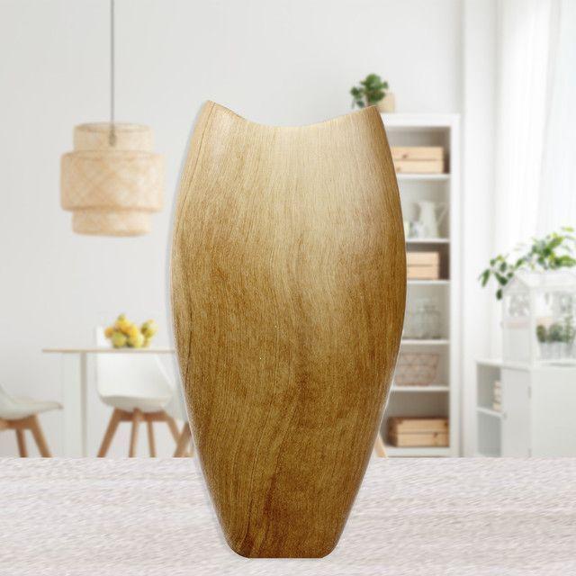Jarrón Cerámico Efecto Madera Ancho-3