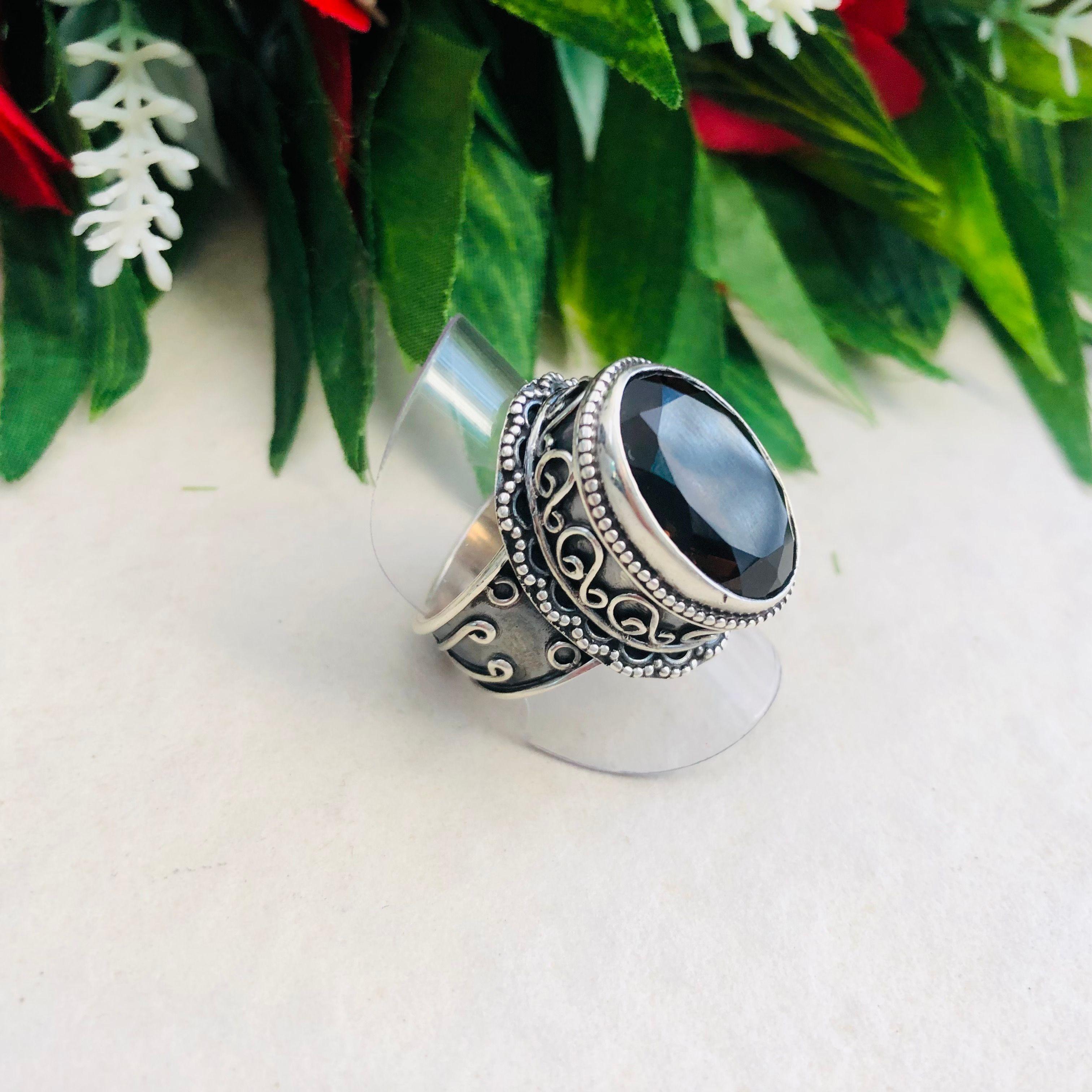 Anillo Topacio Fumé en Plata -1