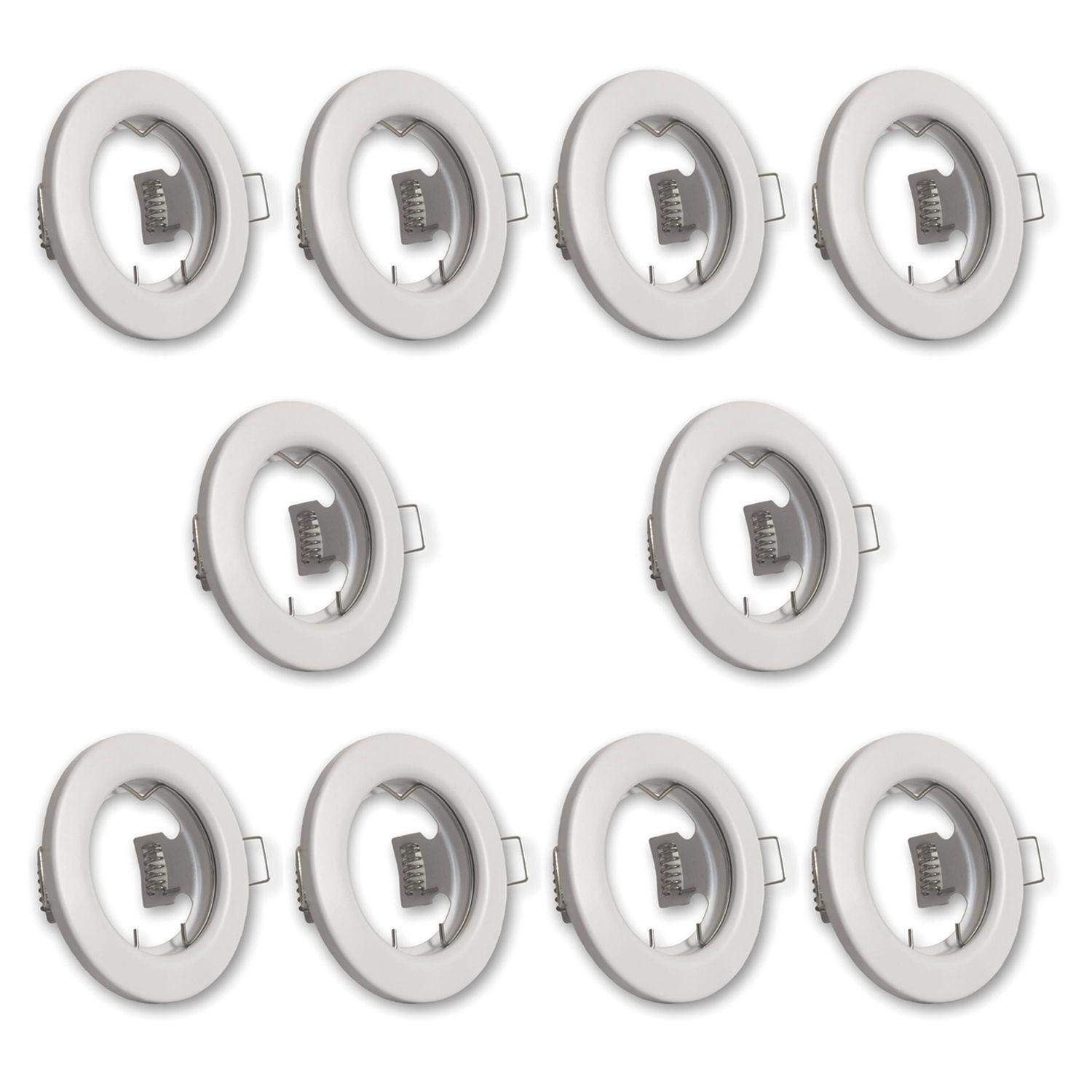 Pack 10 Focos LED Embutido Fijo Porta GU-10 Livorno MR16 Blanco-0