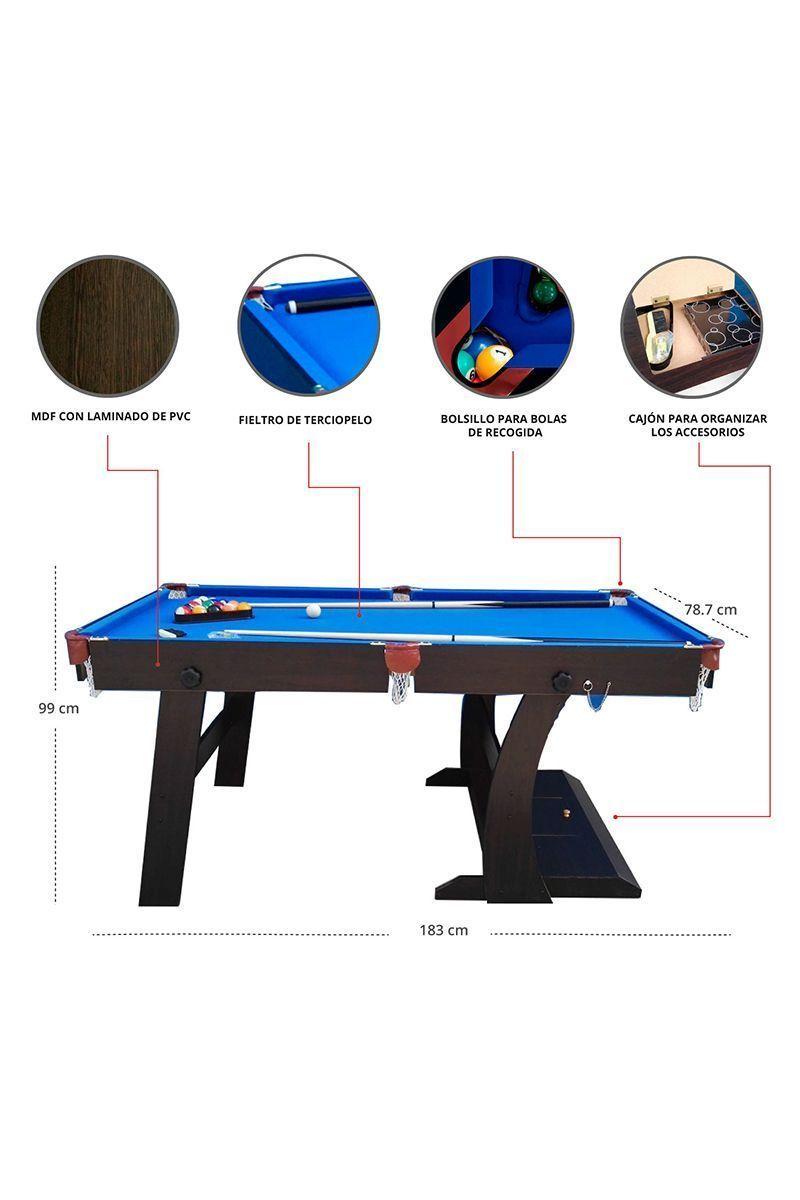Mesa de Pool Plegable 6 Pies Café-1