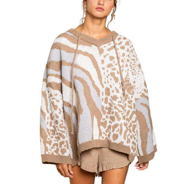 Chaleco Dana Tipo Oversize con Capucha, Animal Print-0