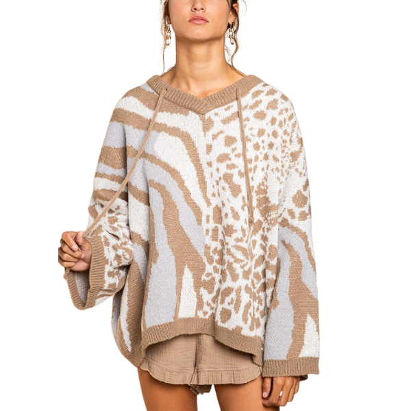 Chaleco Dana Tipo Oversize con Capucha, Animal Print-2