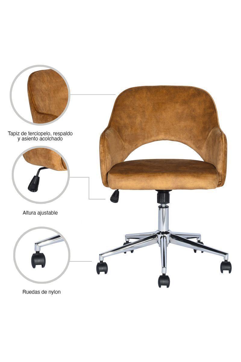 Silla Clarkson Escritorio Apoyabrazos Café-4