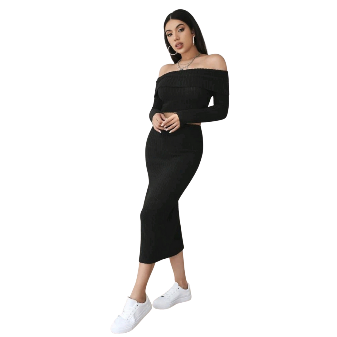 CONJUNTO CASUAL DE FALDA MAS CROP TOP MODELO I052-0