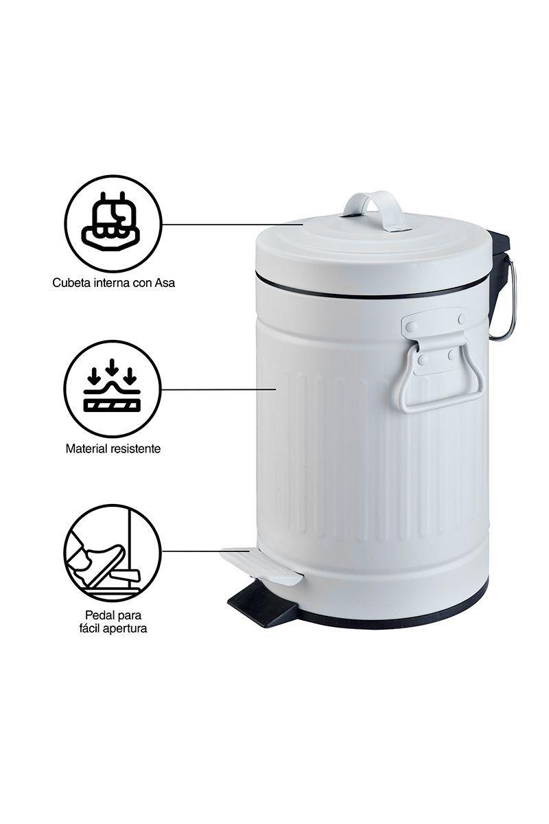 Basurero Retro 3 L Metal Blanco-3