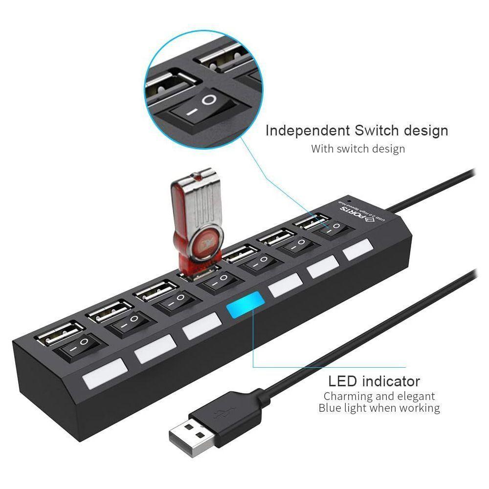 Hub 7 puertos USB 2.0 con interruptores individuales-2