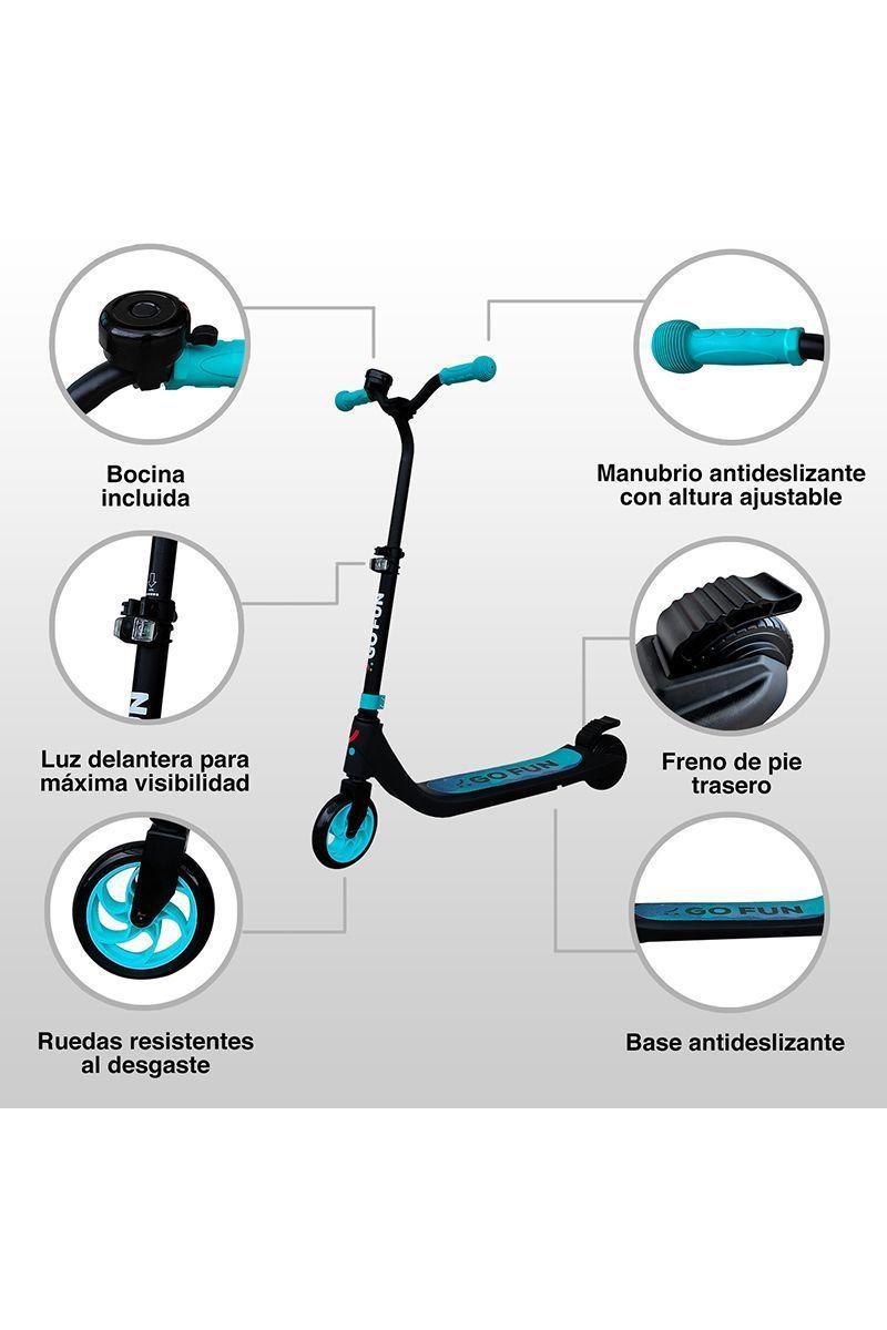 Scooter Eléctrico 12 Km/h Go Fun Celeste-3