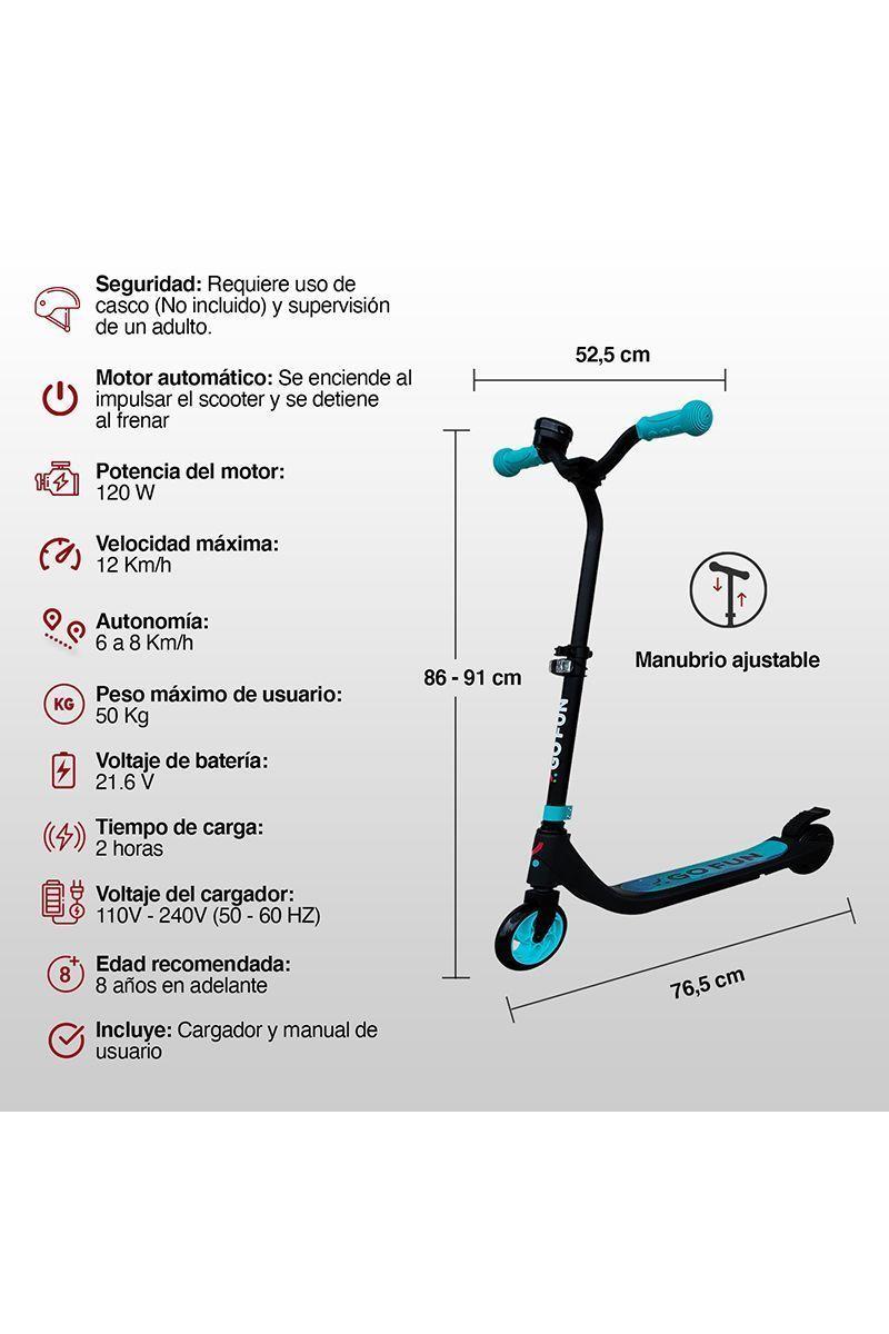 Scooter Eléctrico 12 Km/h Go Fun Celeste-2