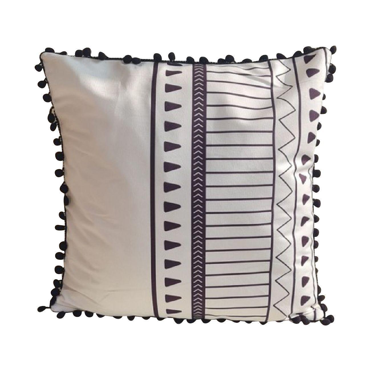 Funda Terciopelo Para Cojin Con Pompon - Diseño 63-0