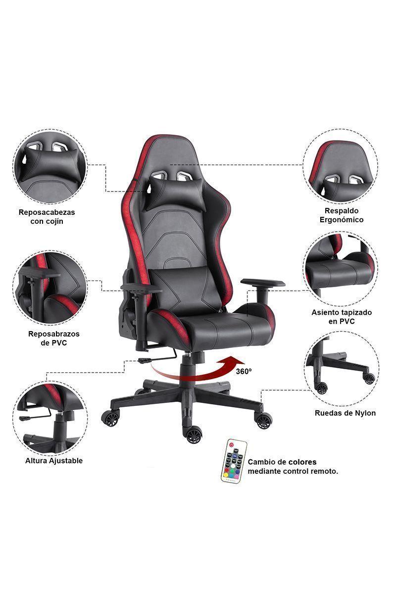 Silla Gamer Lights Game PVC Base Nylon Negro-4