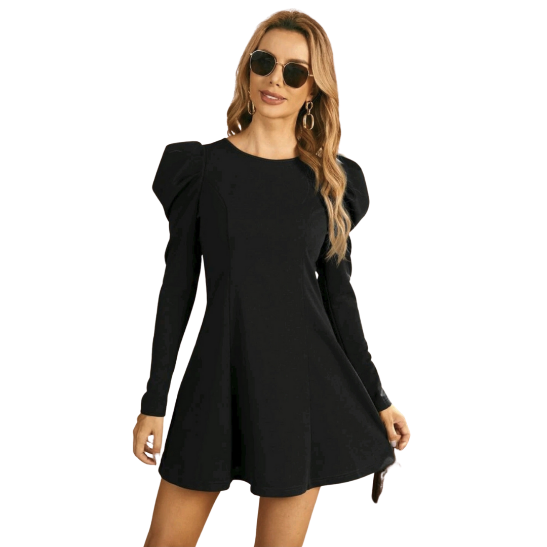 VESTIDO CORTO CASUAL MANGA PRINCESA MODELO I030-1