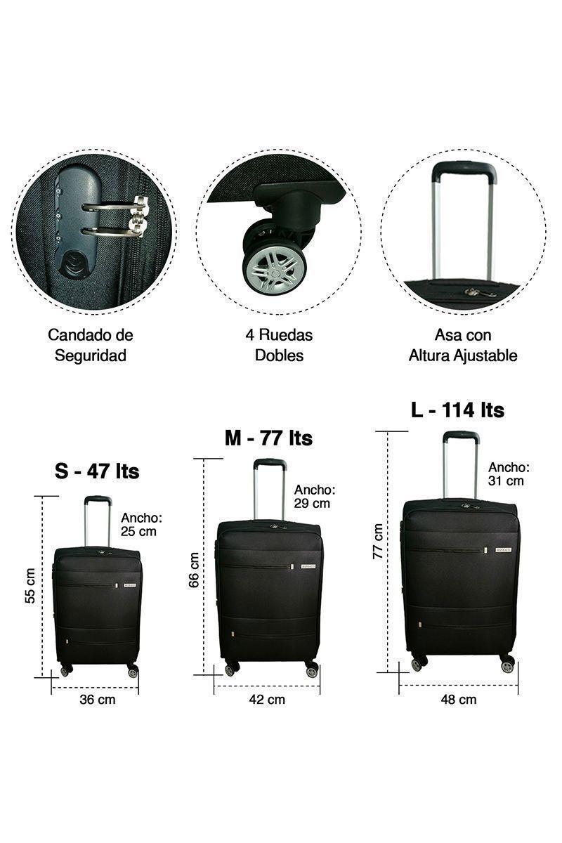 Set de Maletas Blandas Támesis S M L Negro-2