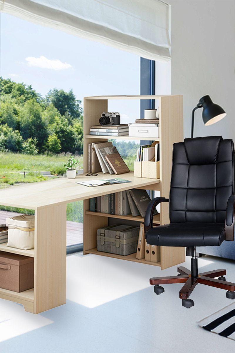 Escritorio con Librero 120x45x120 cm Beige-5