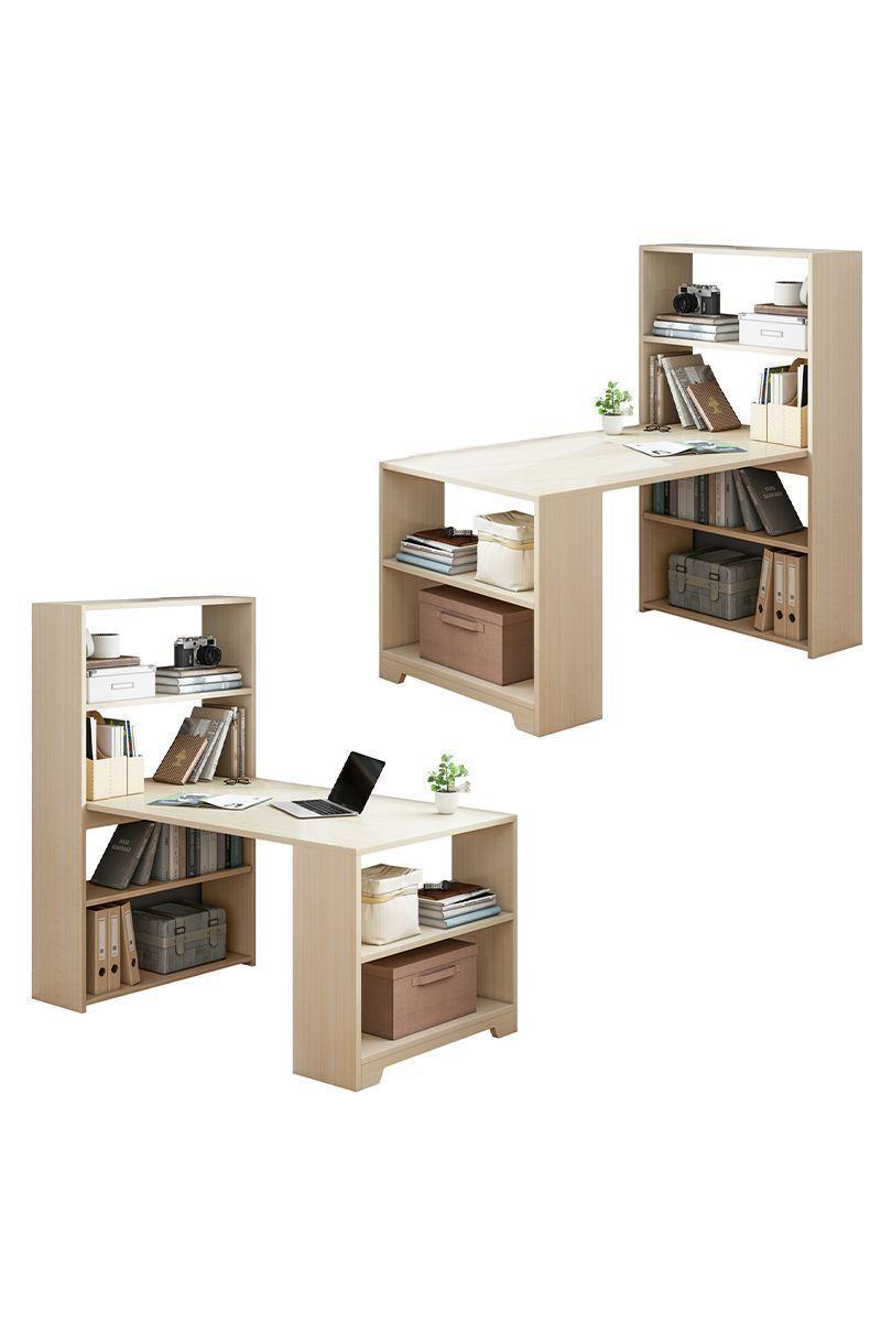 Escritorio con Librero 120x45x120 cm Beige-3