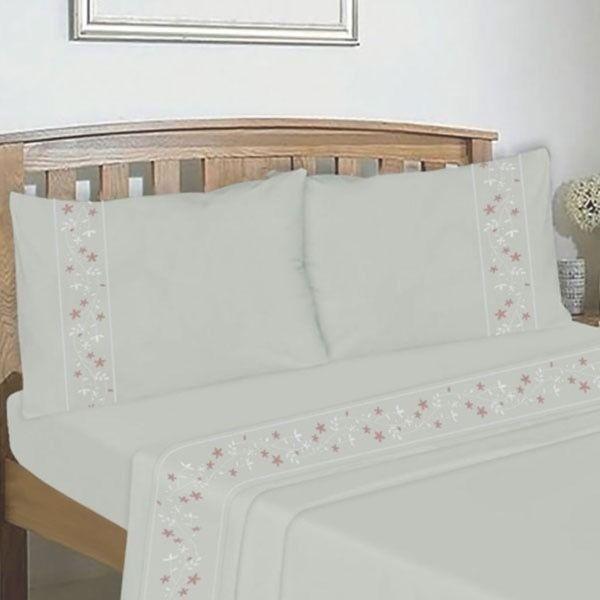 Sábanas Bordadas 144 Hilos Gris Flores Calm (37) Queen-0