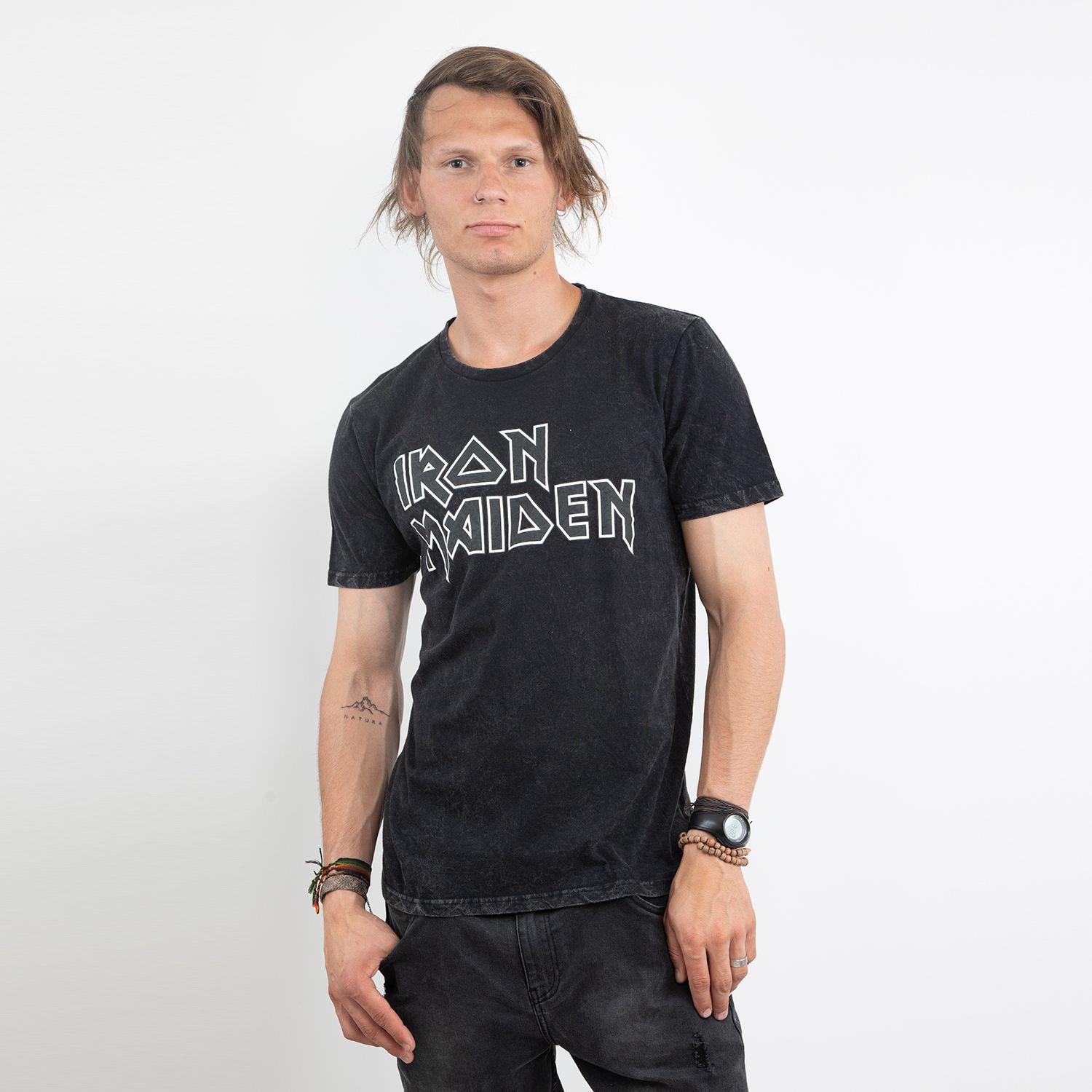 Polera Hombre Logo Negro Iron Maiden-0