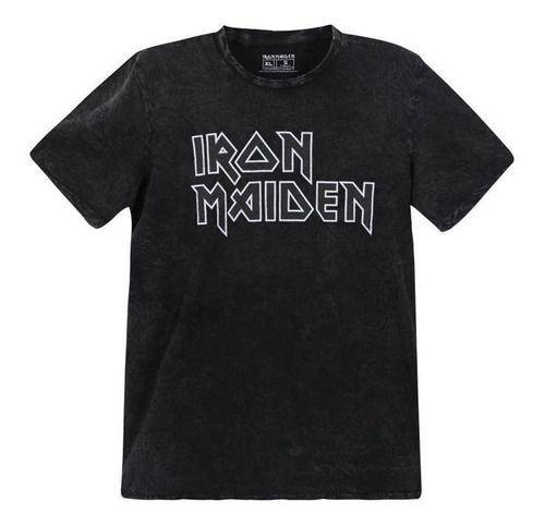 Polera Hombre Logo Negro Iron Maiden-2