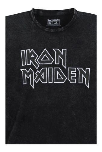 Polera Hombre Logo Negro Iron Maiden-3