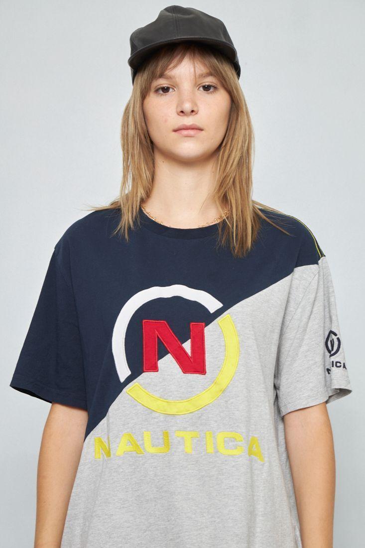 Polera manga corta reciclado multicolor nautica talla S -4
