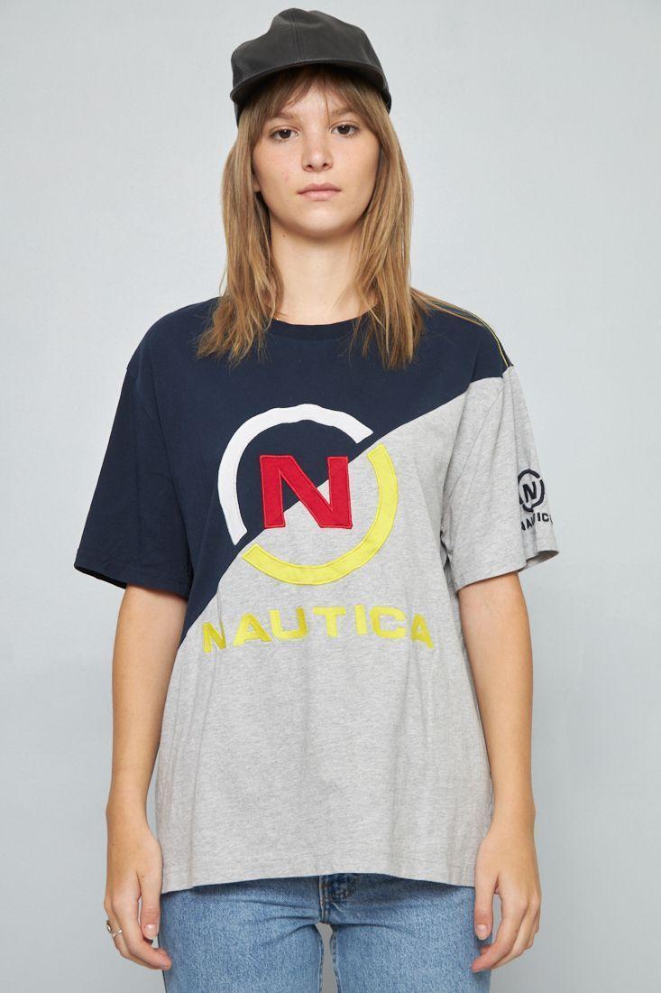 Polera manga corta reciclado multicolor nautica talla S -0