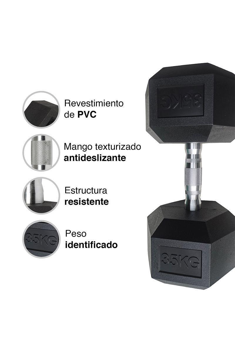 Mancuerna Hexagonal 35 Kg Negro-3