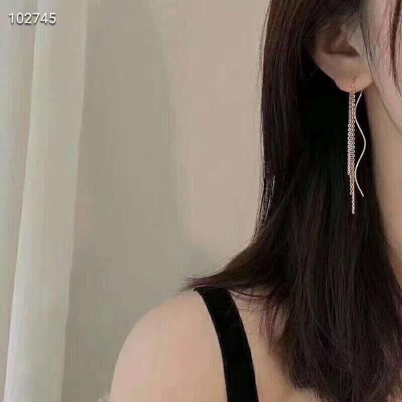 Aros Largos Enroscado 3 Cadenas Oro Amarillo 18k-2