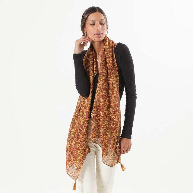 Pañuelo Estampado Naranjo Amapola Humana-2